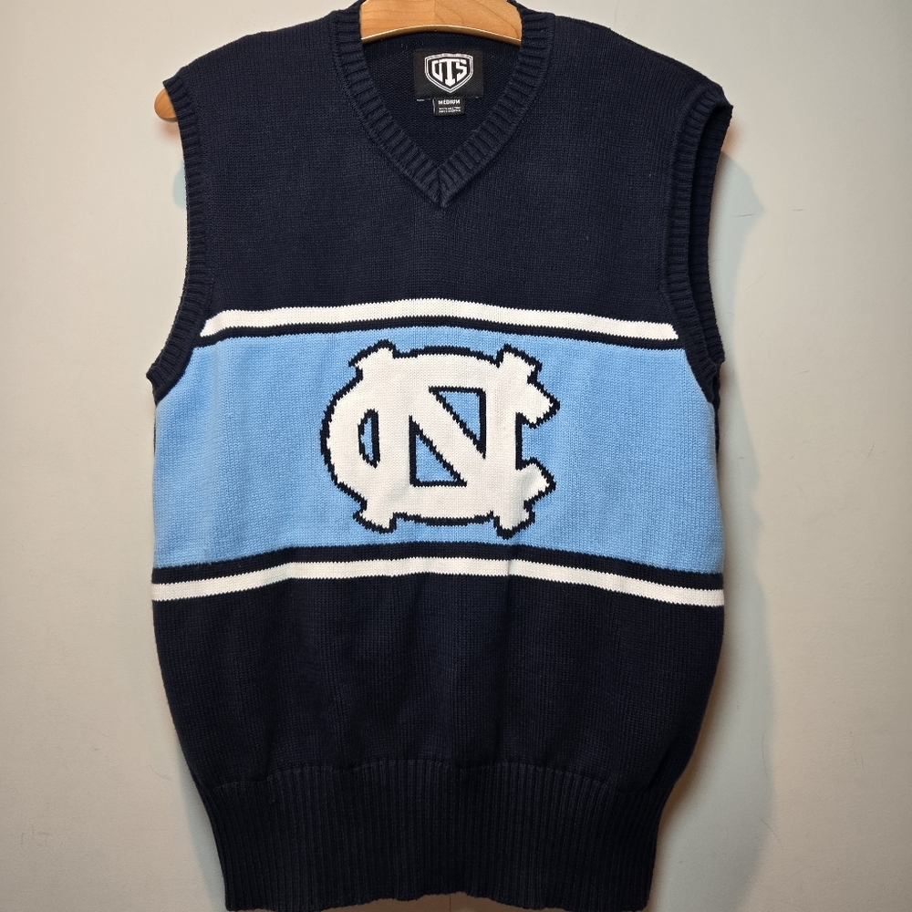 UNC North Carolina Tarheels Sweater Vest Medium Men's Navy Blue Fan Wear